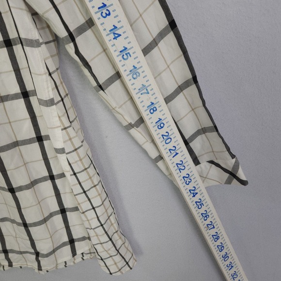 J Jill Top Tunic Women Ivory Large Long Sleeve Button Up Plaid Buttons Collared - Picture 8 of 15